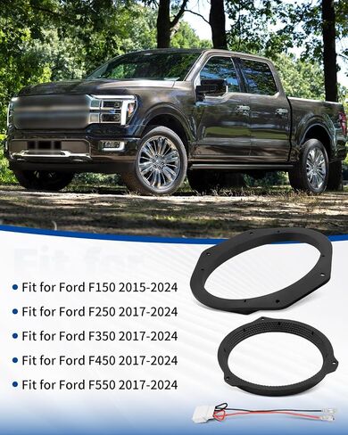 6x9 Front Door Speaker Adapter Mount Bracket & 6.5" Rear Speaker Spacer Wire Harness Kit Fit for Ford F150 2015-2024 F250 F350 F450 F550 2017-2024 in Kuwait
