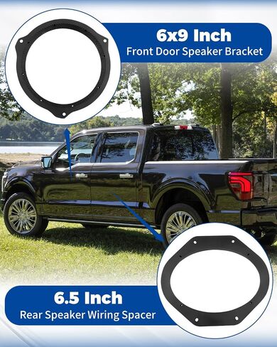 6x9 Front Door Speaker Adapter Mount Bracket & 6.5" Rear Speaker Spacer Wire Harness Kit Fit for Ford F150 2015-2024 F250 F350 F450 F550 2017-2024 in Kuwait