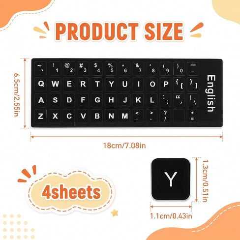 Universal Keyboard Letter Stickers, 4 Pcs English Laptop Keyboard Stickers in Kuwait