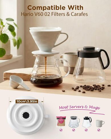 Replacement for hario V60 Ceramic Coffee Dripper, 02 White in Kuwait