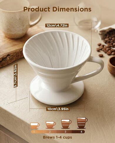 Replacement for hario V60 Ceramic Coffee Dripper, 02 White in Kuwait