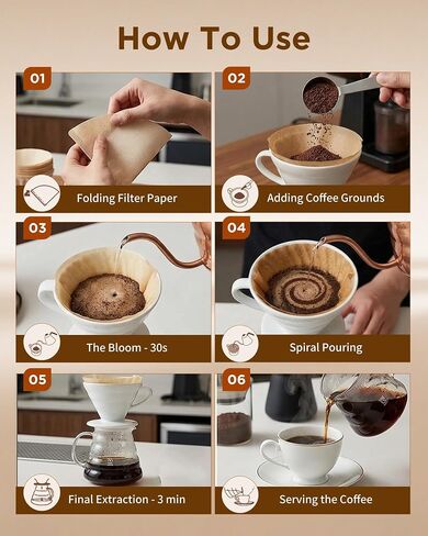 Replacement for hario V60 Ceramic Coffee Dripper, 02 White in Kuwait
