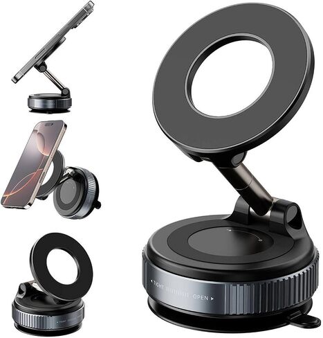 GONSIFACHA Vacuum Magnetic Suction Cup Phone Mount, 360°Adjustable Magnetic Car Phone Holder, for MagSafe Cell Phone Holders, Compatible with iPhone Android and All Smartphoness in Kuwait