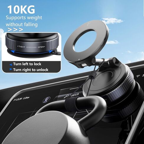 GONSIFACHA Vacuum Magnetic Suction Cup Phone Mount, 360°Adjustable Magnetic Car Phone Holder, for MagSafe Cell Phone Holders, Compatible with iPhone Android and All Smartphoness in Kuwait