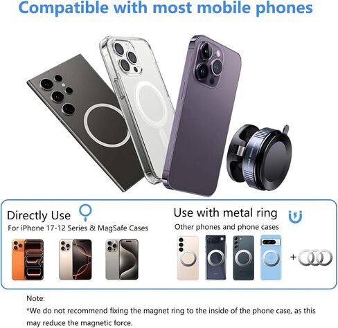 GONSIFACHA Vacuum Magnetic Suction Cup Phone Mount, 360°Adjustable Magnetic Car Phone Holder, for MagSafe Cell Phone Holders, Compatible with iPhone Android and All Smartphoness in Kuwait