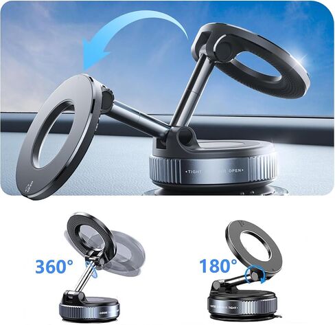 GONSIFACHA Vacuum Magnetic Suction Cup Phone Mount, 360°Adjustable Magnetic Car Phone Holder, for MagSafe Cell Phone Holders, Compatible with iPhone Android and All Smartphoness in Kuwait