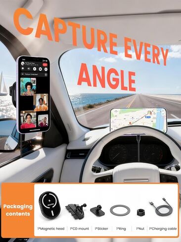OHLPRO CD Slot Magsafe Car Mount Charger, 3M Adhesive Base for Dashboard in Kuwait