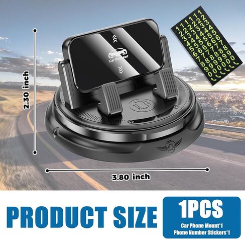 Car Phone Mount 360° Rotatable,Strong-Adhesive Cell Phone Holder for Car with Self-Locking Design/Adjustable Clamp,One-Handed Use Cars Phones Holder as Number Tag for Everyday Driving in Kuwait