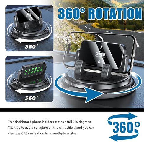 Car Phone Mount 360° Rotatable,Strong-Adhesive Cell Phone Holder for Car with Self-Locking Design/Adjustable Clamp,One-Handed Use Cars Phones Holder as Number Tag for Everyday Driving in Kuwait