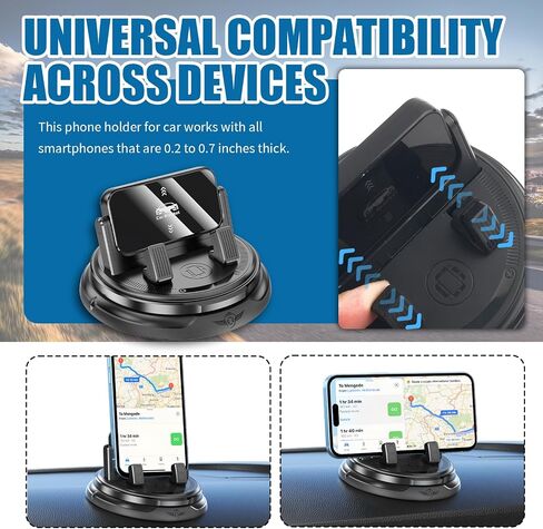 Car Phone Mount 360° Rotatable,Strong-Adhesive Cell Phone Holder for Car with Self-Locking Design/Adjustable Clamp,One-Handed Use Cars Phones Holder as Number Tag for Everyday Driving in Kuwait