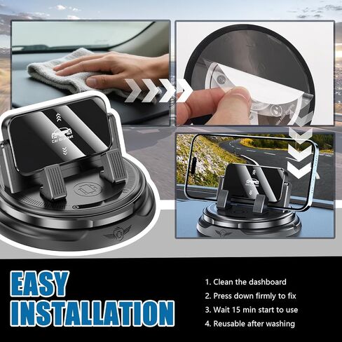Car Phone Mount 360° Rotatable,Strong-Adhesive Cell Phone Holder for Car with Self-Locking Design/Adjustable Clamp,One-Handed Use Cars Phones Holder as Number Tag for Everyday Driving in Kuwait