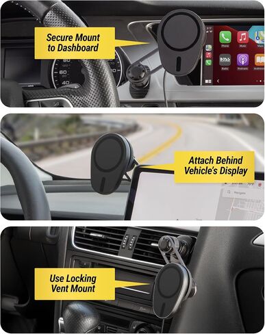 Scosche MagicMount Charge Elite Qi2 15W Wireless Magnetic Phone Holder for Car Dash, Vent & Tesla Display, Fast Charging MagSafe Car Mount Charger Compatible with MagSafe iPhone & Samsung Galaxy S25 in Kuwait