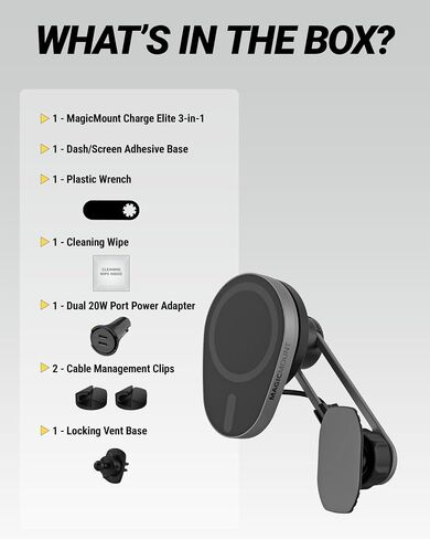 Scosche MagicMount Charge Elite Qi2 15W Wireless Magnetic Phone Holder for Car Dash, Vent & Tesla Display, Fast Charging MagSafe Car Mount Charger Compatible with MagSafe iPhone & Samsung Galaxy S25 in Kuwait
