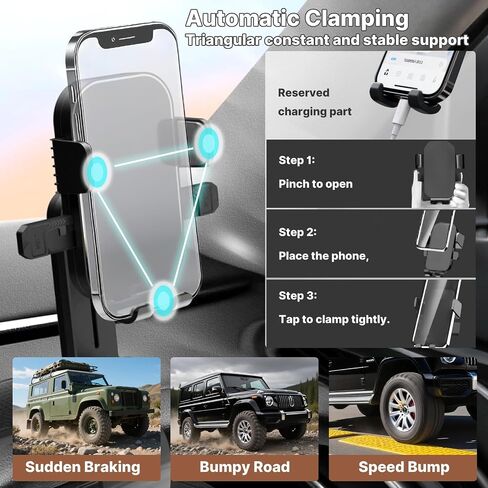 Universal Car Phone Holder Mount, 2026 Upgrade 360 Degree Rotation Multifunctional Phone Clip Design, Dashboard Cell Phone Stand for 4 to 7" Smartphones (Black) in Kuwait