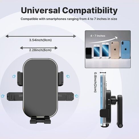 Universal Car Phone Holder Mount, 2026 Upgrade 360 Degree Rotation Multifunctional Phone Clip Design, Dashboard Cell Phone Stand for 4 to 7" Smartphones (Black) in Kuwait
