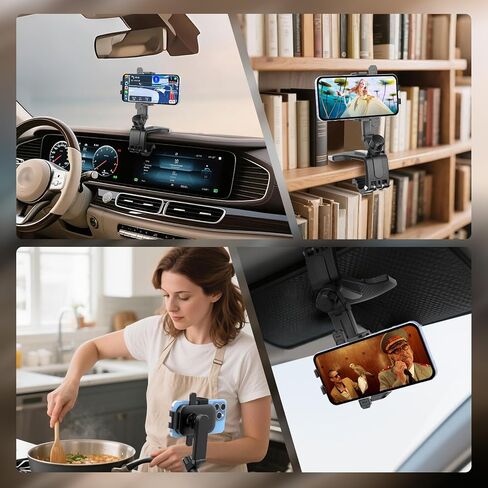Universal Car Phone Holder Mount, 2026 Upgrade 360 Degree Rotation Multifunctional Phone Clip Design, Dashboard Cell Phone Stand for 4 to 7" Smartphones (Black) in Kuwait