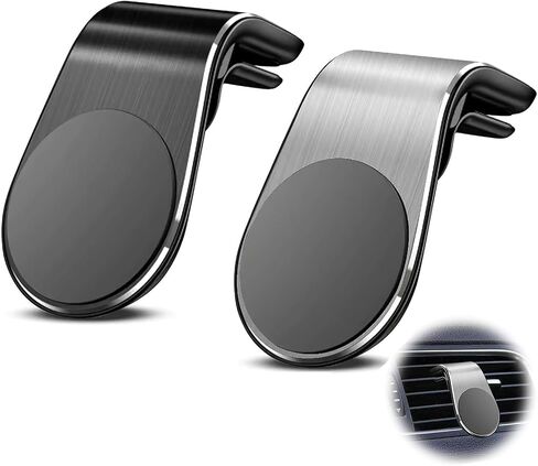 2Pcs Black and Sliver Universal Phone Holder Clip Car Air Magnetic Mount Bracket for GPS Suporte Celular, Vent Clip Phone Holder,Cell Phone Automobile Cradles in Kuwait