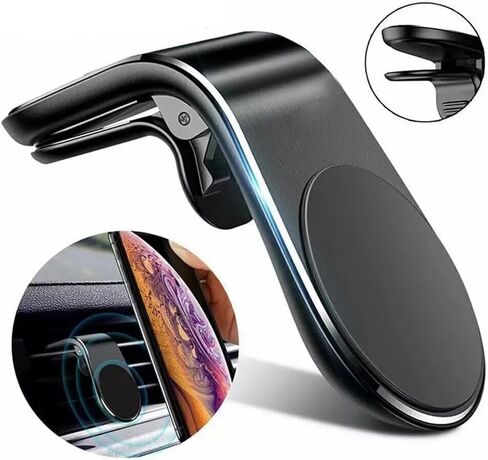 2Pcs Black and Sliver Universal Phone Holder Clip Car Air Magnetic Mount Bracket for GPS Suporte Celular, Vent Clip Phone Holder,Cell Phone Automobile Cradles in Kuwait