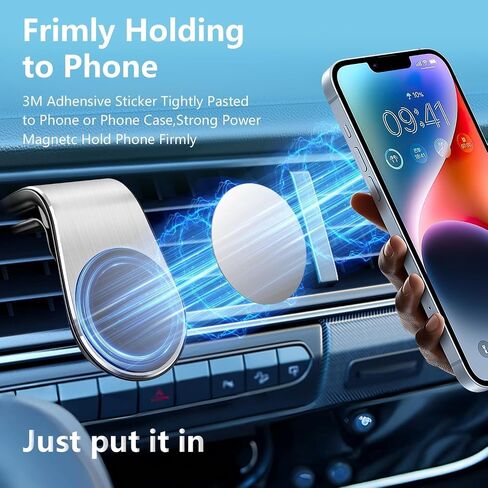 2Pcs Black and Sliver Universal Phone Holder Clip Car Air Magnetic Mount Bracket for GPS Suporte Celular, Vent Clip Phone Holder,Cell Phone Automobile Cradles in Kuwait