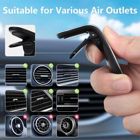 2Pcs Black and Sliver Universal Phone Holder Clip Car Air Magnetic Mount Bracket for GPS Suporte Celular, Vent Clip Phone Holder,Cell Phone Automobile Cradles in Kuwait