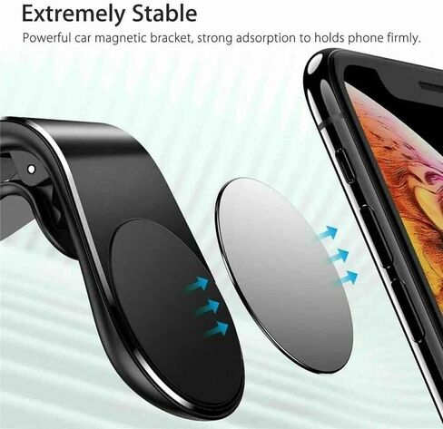 2Pcs Black and Sliver Universal Phone Holder Clip Car Air Magnetic Mount Bracket for GPS Suporte Celular, Vent Clip Phone Holder,Cell Phone Automobile Cradles in Kuwait