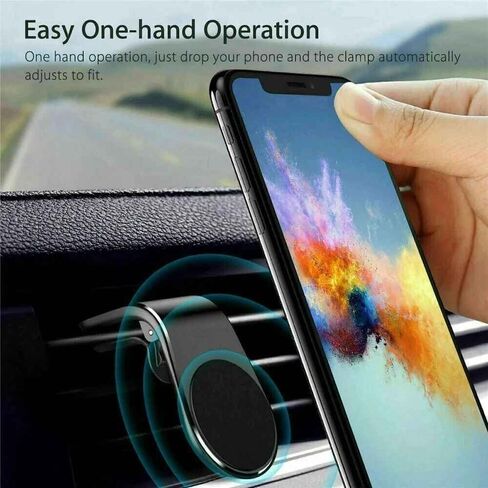 2Pcs Black and Sliver Universal Phone Holder Clip Car Air Magnetic Mount Bracket for GPS Suporte Celular, Vent Clip Phone Holder,Cell Phone Automobile Cradles in Kuwait