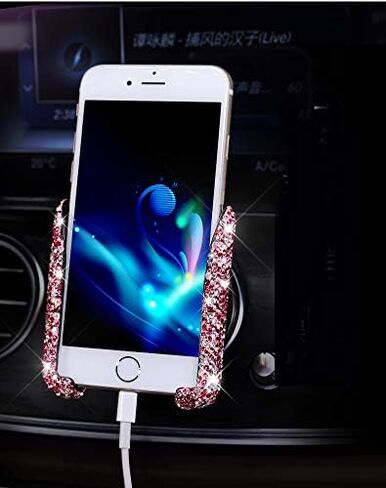 Best Bling Rhinestone Crystal Convenient Mini Car Dash Air Vent Automatic ADJUSTABLE Phone Holder (Silver) in Kuwait