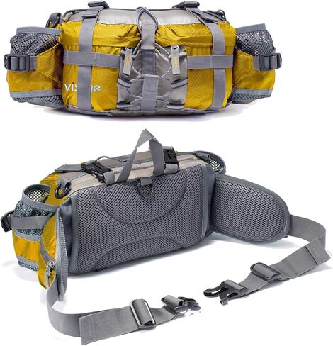Outdoor Fanny Pack Hiking Camping Biking Waterproof Waist Pack 2 Water Bottle Holder Sports Bag for Women and Men Orange in Kuwait