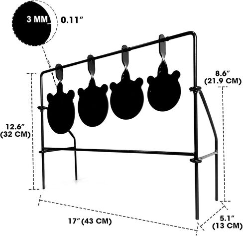 Spinner Shooting Target Auto Reset Steel Gongs Rated for .177 .20 Caliber in Kuwait