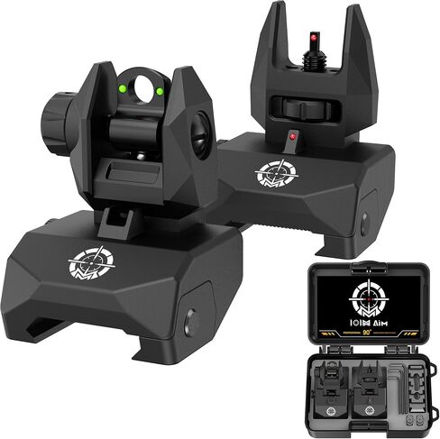 Flip Mechanical Sight for Picatinny Rail | Lighter, sturdier Flip Up Front and Rear Backup Sights with Red Green Dots | Tool-Free Ajustable Rear Flip Up Sights Pop Up Fiber Optic Iron Sights in Kuwait