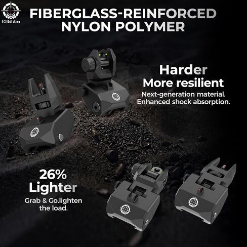 Flip Mechanical Sight for Picatinny Rail | Lighter, sturdier Flip Up Front and Rear Backup Sights with Red Green Dots | Tool-Free Ajustable Rear Flip Up Sights Pop Up Fiber Optic Iron Sights in Kuwait