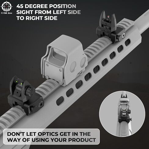Flip Mechanical Sight for Picatinny Rail | Lighter, sturdier Flip Up Front and Rear Backup Sights with Red Green Dots | Tool-Free Ajustable Rear Flip Up Sights Pop Up Fiber Optic Iron Sights in Kuwait