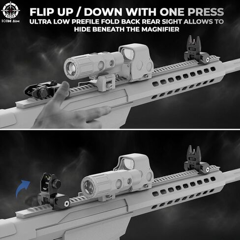 Flip Mechanical Sight for Picatinny Rail | Lighter, sturdier Flip Up Front and Rear Backup Sights with Red Green Dots | Tool-Free Ajustable Rear Flip Up Sights Pop Up Fiber Optic Iron Sights in Kuwait