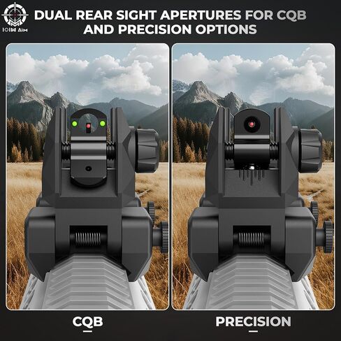 Flip Mechanical Sight for Picatinny Rail | Lighter, sturdier Flip Up Front and Rear Backup Sights with Red Green Dots | Tool-Free Ajustable Rear Flip Up Sights Pop Up Fiber Optic Iron Sights in Kuwait