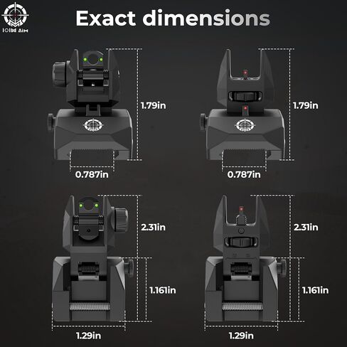 Flip Mechanical Sight for Picatinny Rail | Lighter, sturdier Flip Up Front and Rear Backup Sights with Red Green Dots | Tool-Free Ajustable Rear Flip Up Sights Pop Up Fiber Optic Iron Sights in Kuwait