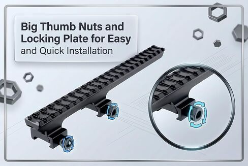 GOTICAL 22 Slots 8.75" / 225mm Length Extended Long Picatinny Rail Cantilever Mount 1" Riser Rail for Optics Flashlight Laser Lightweight Design Alumium Matt Finish Black in Kuwait