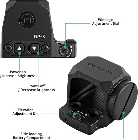 GOWUTAR GP-3 Large Window Green Dot Sight for RMSc/K Series Footprint in Kuwait