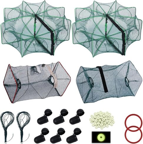 4 Pcs Fish Casting Net Collapsible Minnow Cage with Fishing Accessories in Kuwait