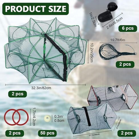 4 Pcs Fish Casting Net Collapsible Minnow Cage with Fishing Accessories in Kuwait
