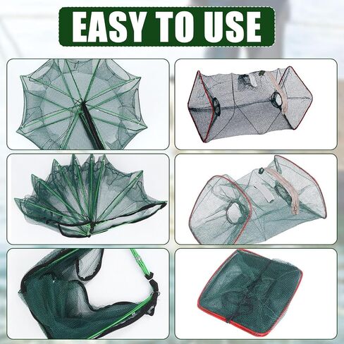 4 Pcs Fish Casting Net Collapsible Minnow Cage with Fishing Accessories in Kuwait
