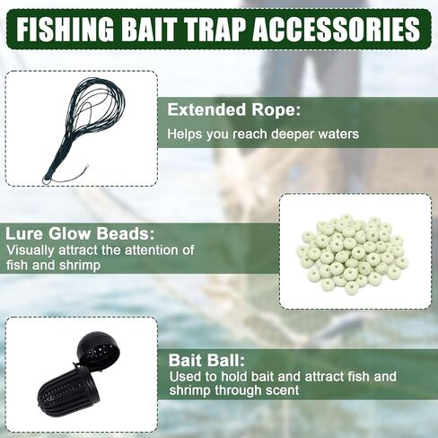 4 Pcs Fish Casting Net Collapsible Minnow Cage with Fishing Accessories in Kuwait