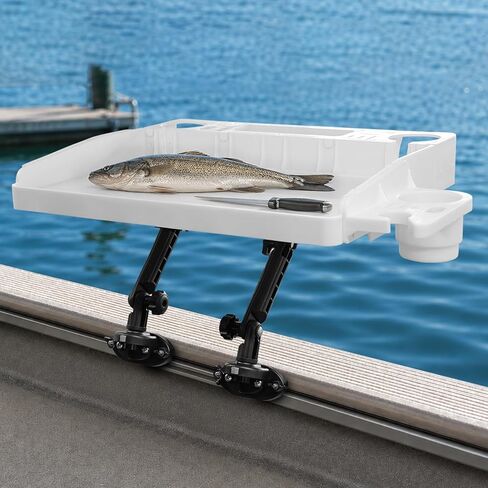 HITORHIKE Bait Board Set with 90 Degree Side Track Mounts & Extenders,White Fishing Cutting Board for Kayaks&Fishing Boats,Stable Fish Cleaning Table for Filleting, Bait Prep & Outdoor Cooking in Kuwait