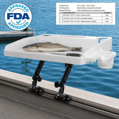HITORHIKE Bait Board Set with 90 Degree Side Track Mounts & Extenders,White Fishing Cutting Board for Kayaks&Fishing Boats,Stable Fish Cleaning Table for Filleting, Bait Prep & Outdoor Cooking in Kuwait