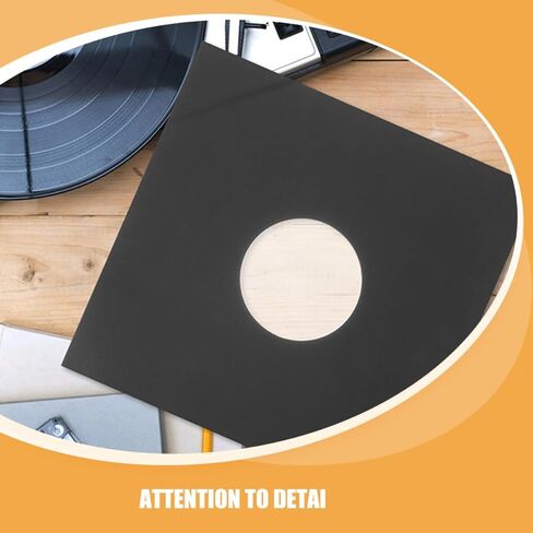 DOITOOL Vinyl Record Sleeves Album Storage Kraft Paper Black 12pcs for Protective Blank Record Covers Sturdy Outer Sleeves and Cafes Personal Use in Kuwait