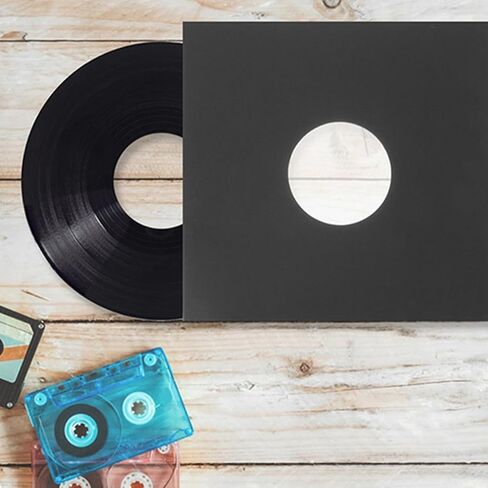 DOITOOL Vinyl Record Sleeves Album Storage Kraft Paper Black 12pcs for Protective Blank Record Covers Sturdy Outer Sleeves and Cafes Personal Use in Kuwait