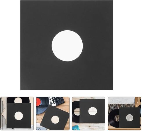 VILLCASE Vinyl Record Protective Sleeves with Matte Finish Black Record Covers 12pcs for Album Storage Made of Sturdy Kraft Paper for Homes in Kuwait