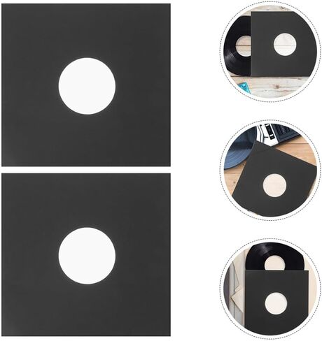 VILLCASE Vinyl Record Protective Sleeves with Matte Finish Black Record Covers 12pcs for Album Storage Made of Sturdy Kraft Paper for Homes in Kuwait