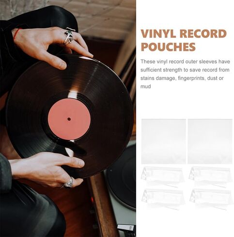 CALLARON 25pcs Self-Adhesive Vinyl Record Sleeves for Album Covers Sturdy Plastic Outer Sleeves Protecting Vinyl Records from Particles and Scratches in Kuwait