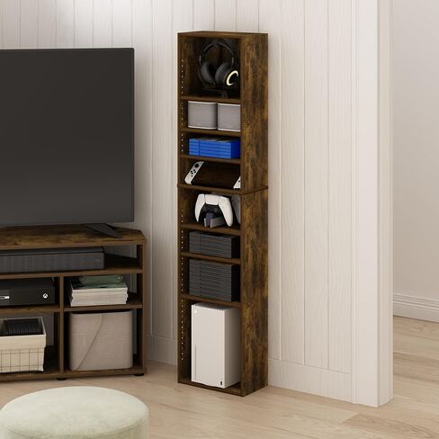 Furinno Jaya DVD Shelf, 5-Tier Open Shelf CD Rack, Black Espresso in Kuwait