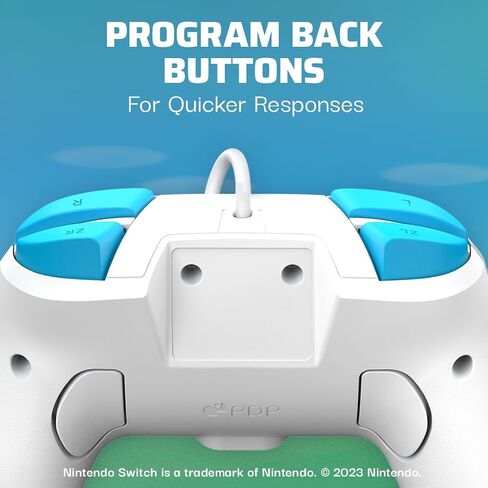 PDP REMATCH Enhanced Wired Power Nintendo Switch Pro Controller, Officially Licensed Switch Lite/OLED Compatible Gamepad, Customizable Programmable Buttons, Mario Escape (Blue/White) in Kuwait